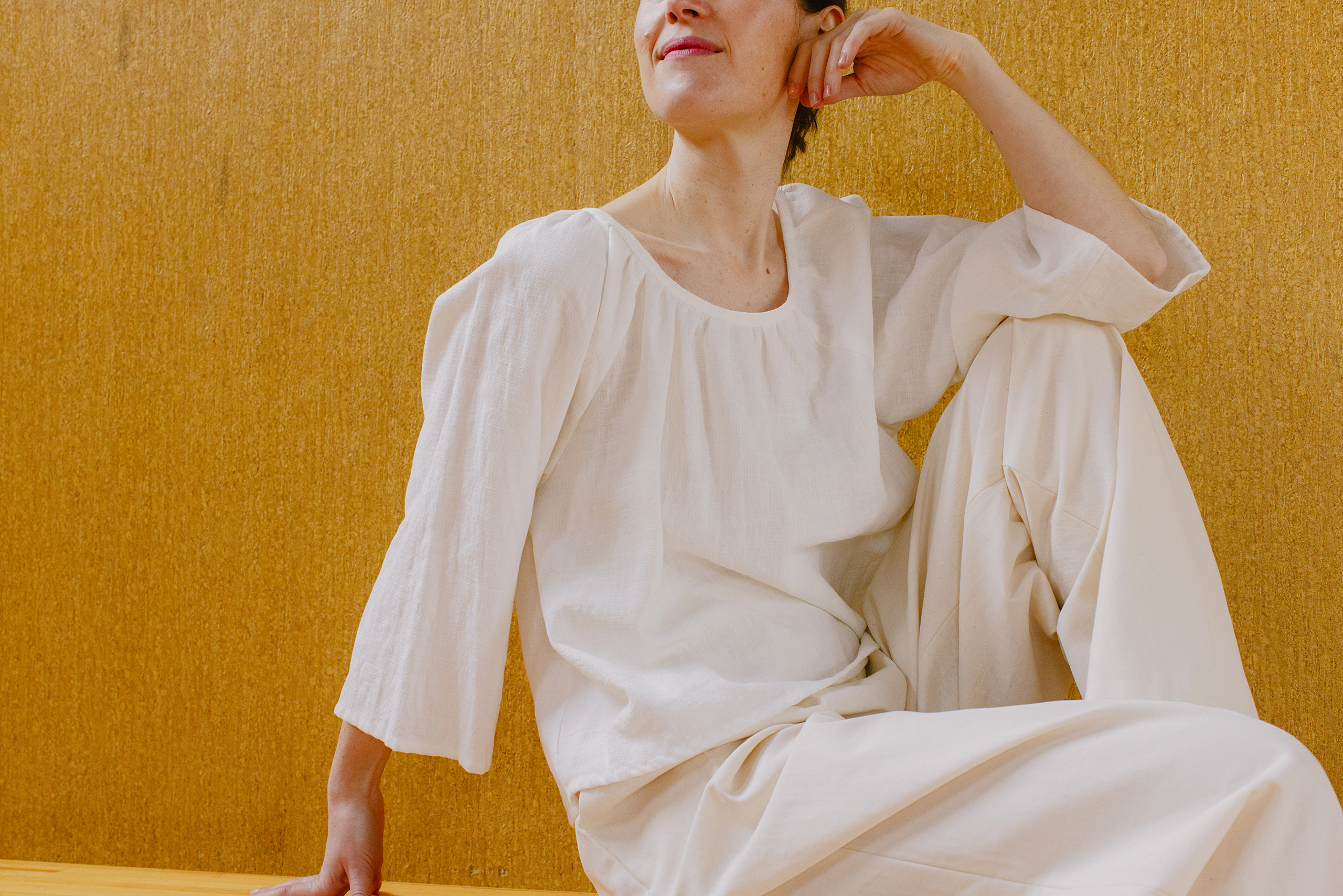 Helena harfst patchwork ramie blouse